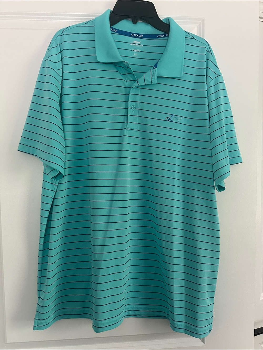 Teal Striped Polo Shirt by Greg Norman Attack Life